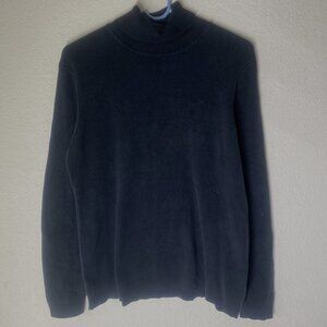 Chicos Silk Blend Turtleneck Sweater Womens Size 3 US 12 Black Capsule Minimalis